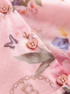 Baker by Ted Baker Floral Mesh Long Sleeve Bow Dress Outlet
