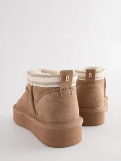 Baker by Ted Baker Girls Water Repellent Cosy Suede Boots Tan Brown Sale