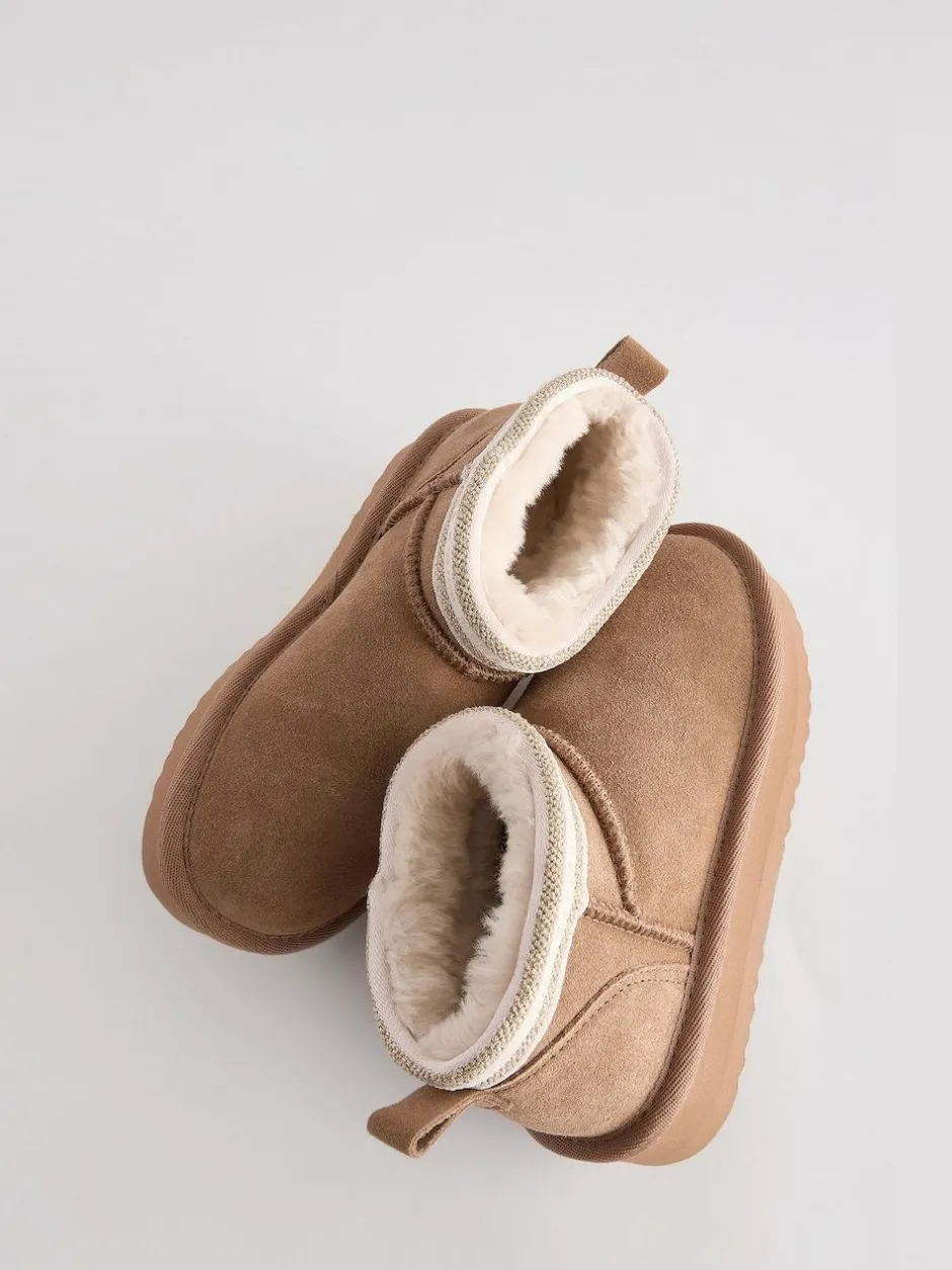 Baker by Ted Baker Girls Water Repellent Cosy Suede Boots Tan Brown Sale