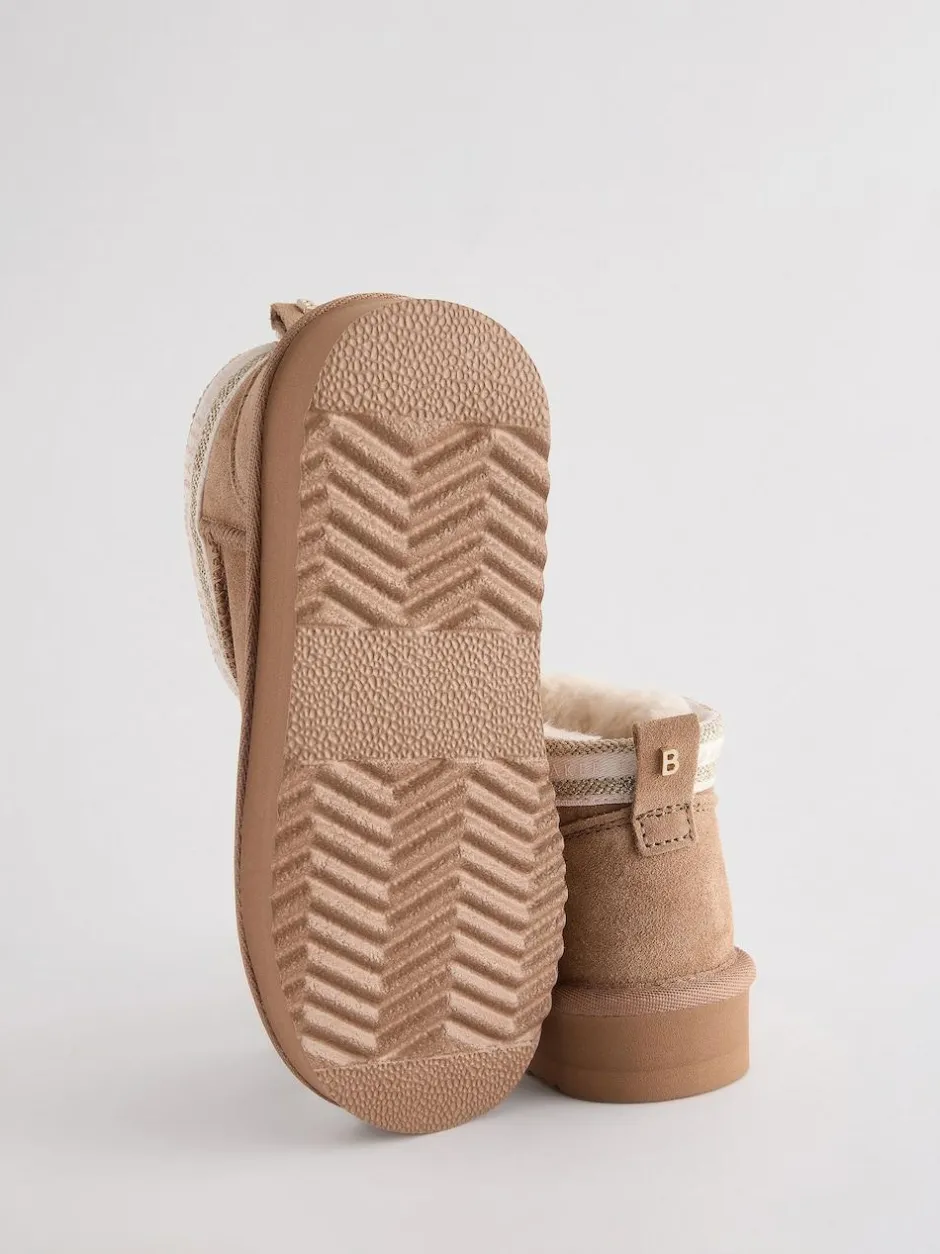 Baker by Ted Baker Girls Water Repellent Cosy Suede Boots Tan Brown Sale