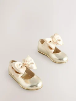 Baker by Ted Baker Girls Mary Jane Bow Occasion Shoes Gold Hot