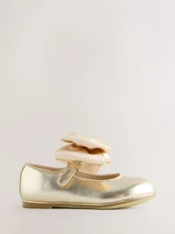 Baker by Ted Baker Girls Mary Jane Bow Occasion Shoes Gold Hot