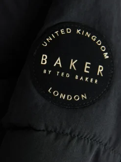 Baker by Ted Baker Girls Shower Resistant Longline Padded Coat Black Clearance