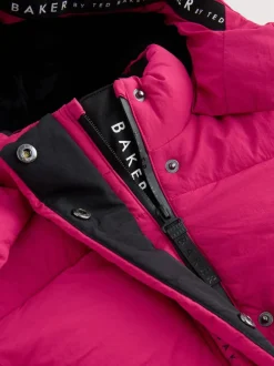 Baker by Ted Baker Girls Shower Resistant Longline Padded Coat Pink Sale