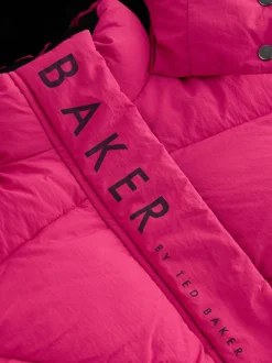 Baker by Ted Baker Girls Shower Resistant Longline Padded Coat Pink Sale