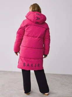 Baker by Ted Baker Girls Shower Resistant Longline Padded Coat Pink Sale
