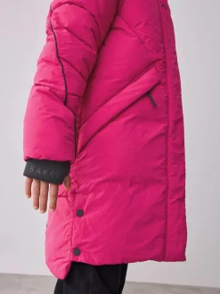 Baker by Ted Baker Girls Shower Resistant Longline Padded Coat Pink Sale