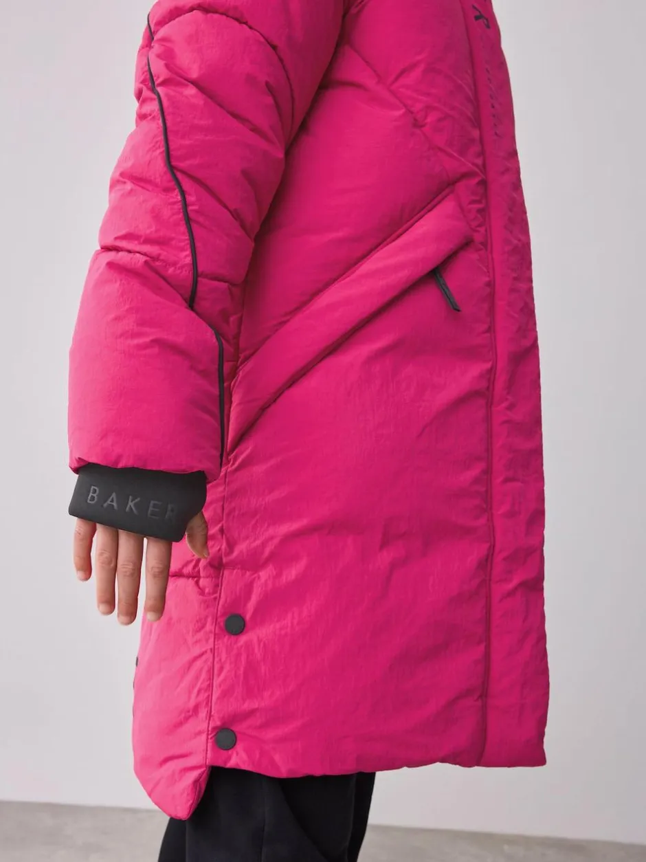 Baker by Ted Baker Girls Shower Resistant Longline Padded Coat Pink Sale