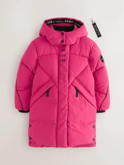 Baker by Ted Baker Girls Shower Resistant Longline Padded Coat Pink Sale