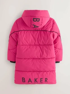 Baker by Ted Baker Girls Shower Resistant Longline Padded Coat Pink Sale