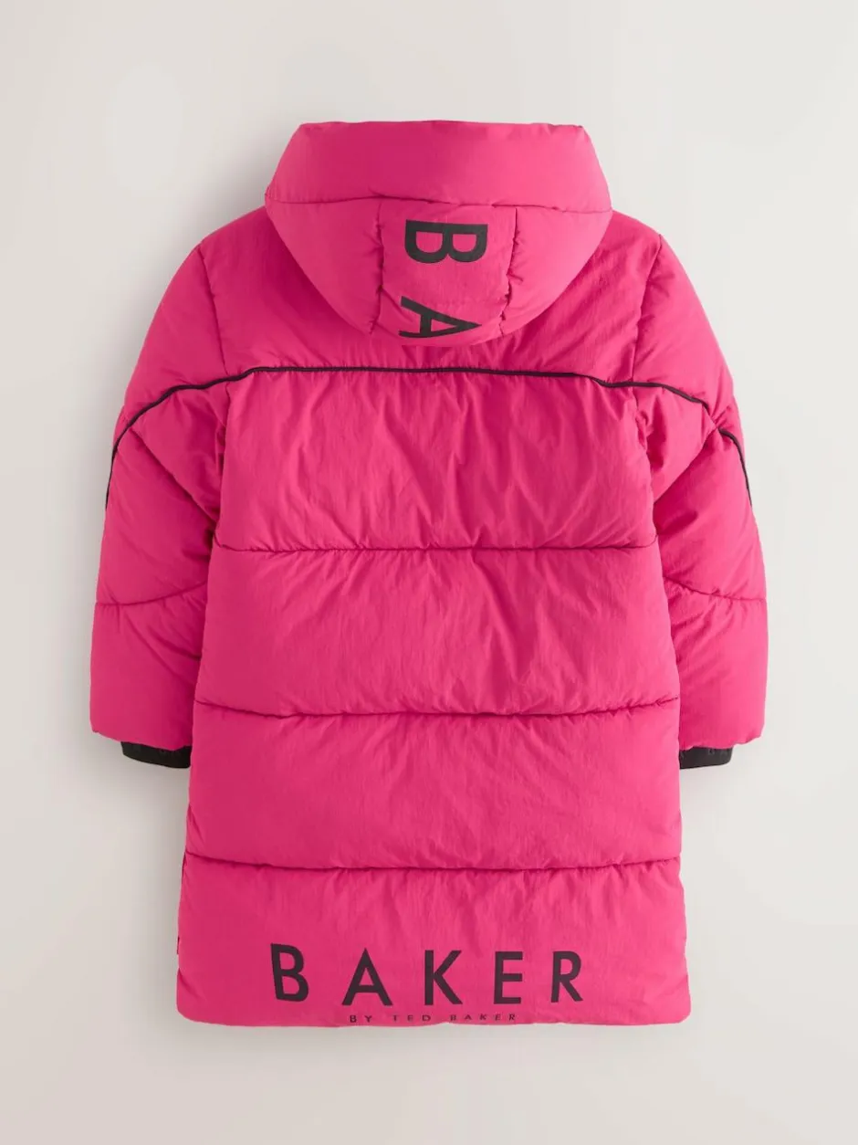 Baker by Ted Baker Girls Shower Resistant Longline Padded Coat Pink Sale