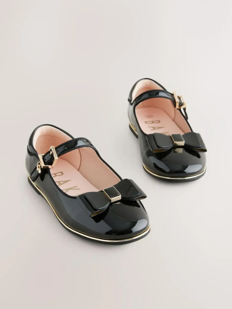Baker by Ted Baker Girls Back to School Patent Mary Jane Black Shoes with Bow Outlet