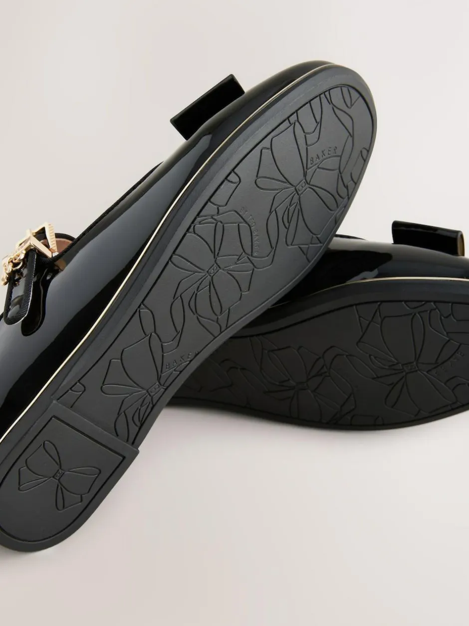 Baker by Ted Baker Girls Back to School Patent Mary Jane Black Shoes with Bow Outlet