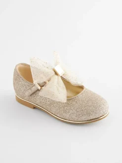 Baker by Ted Baker Girls Mary Jane Bow Occasion Shoes Gold Clearance