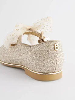 Baker by Ted Baker Girls Mary Jane Bow Occasion Shoes Gold Clearance