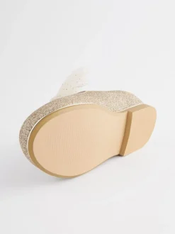Baker by Ted Baker Girls Mary Jane Bow Occasion Shoes Gold Clearance