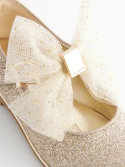 Baker by Ted Baker Girls Mary Jane Bow Occasion Shoes Gold Clearance