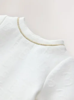 Baker by Ted Baker Jacquard Embossed Mesh Hem Dress White Discount
