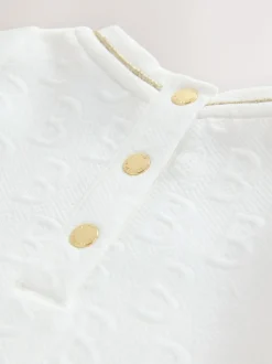 Baker by Ted Baker Jacquard Embossed Mesh Hem Dress White Discount