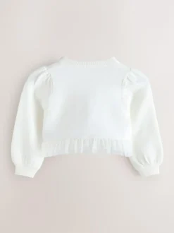Baker by Ted Baker Knitted Mesh Ruffle Hem Cardigan White Best