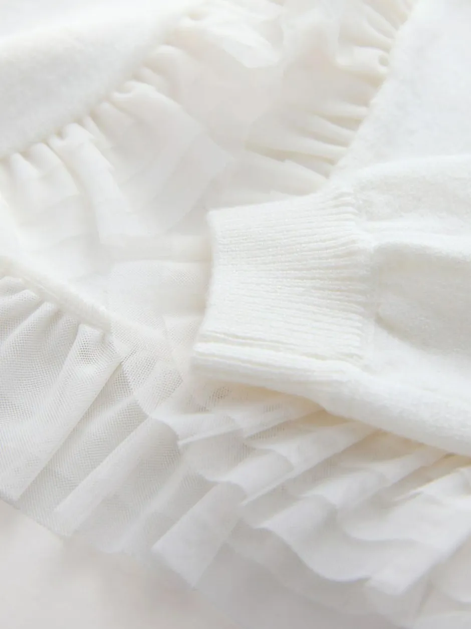Baker by Ted Baker Knitted Mesh Ruffle Hem Cardigan White Best