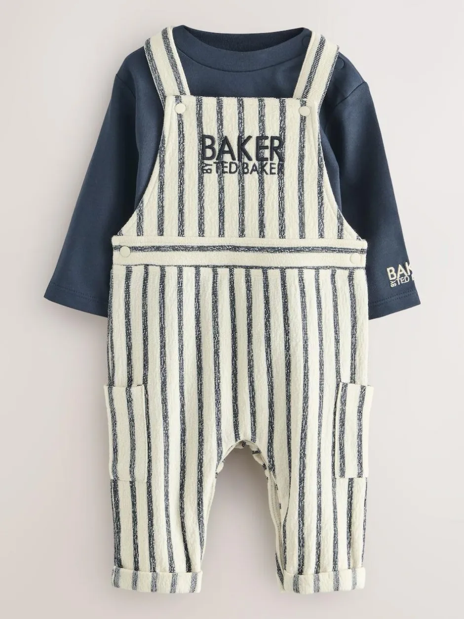 Baker by Ted Baker Long Sleeve T-Shirt and Striped Dungarees Set Outlet