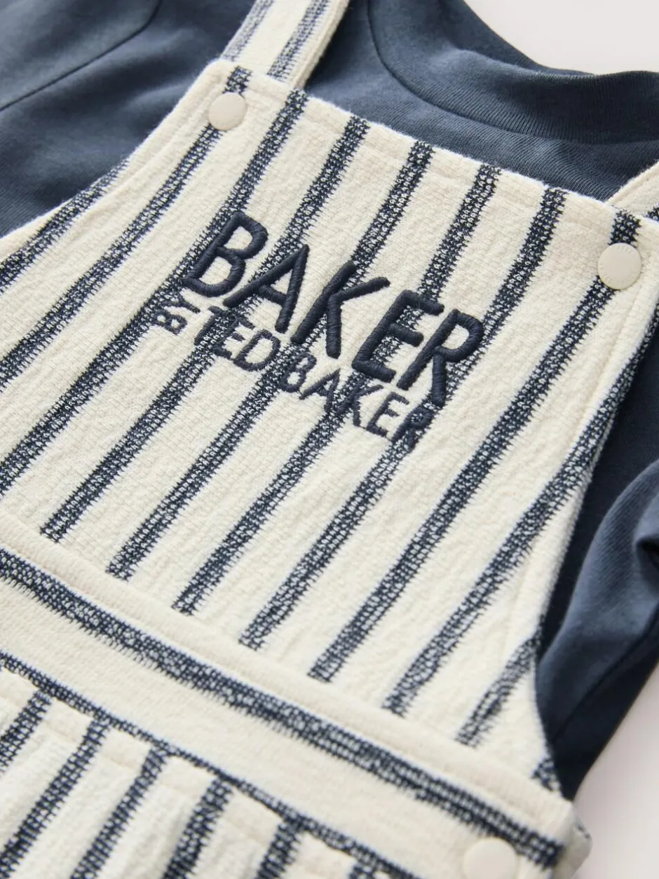 Baker by Ted Baker Long Sleeve T-Shirt and Striped Dungarees Set Outlet