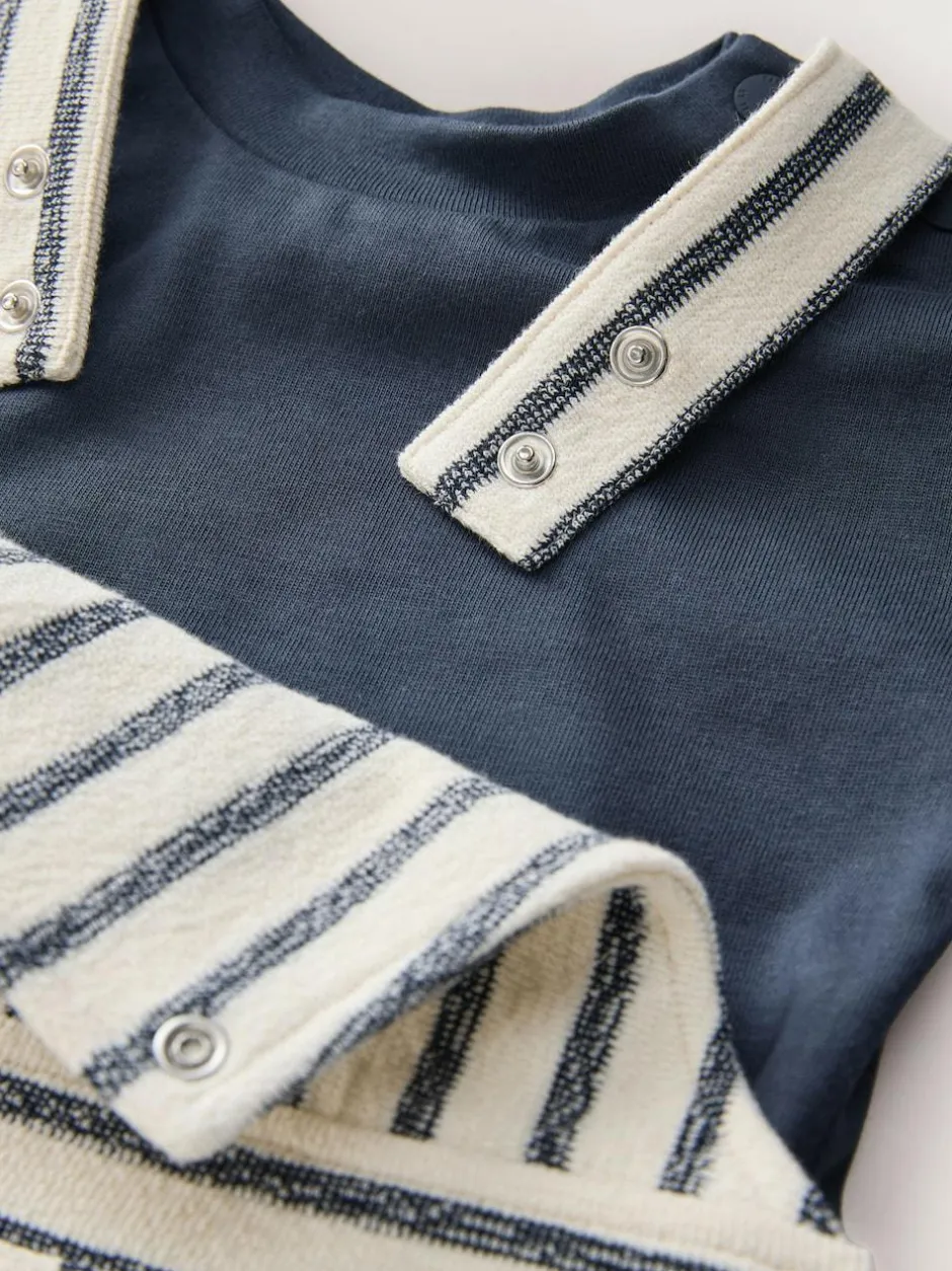 Baker by Ted Baker Long Sleeve T-Shirt and Striped Dungarees Set Outlet