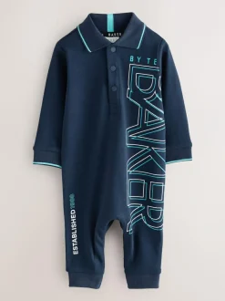 Baker by Ted Baker Navy Long Sleeve Graphic Romper Outlet