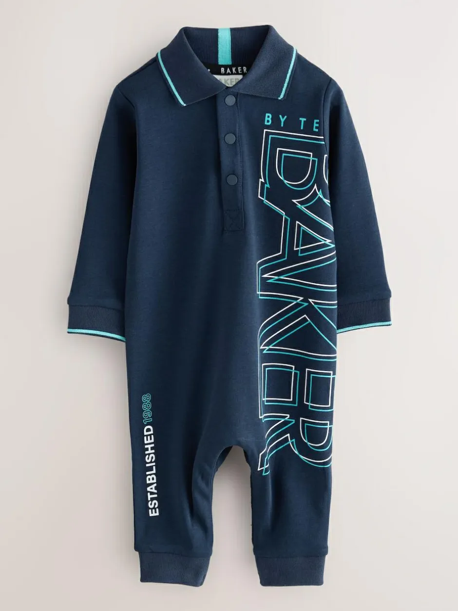 Baker by Ted Baker Navy Long Sleeve Graphic Romper Outlet