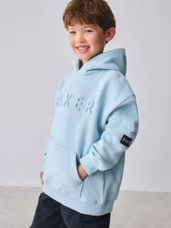 Baker by Ted Baker Oversized Embossed Hoodie Blue New