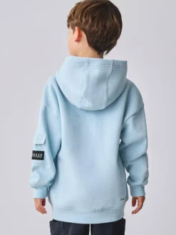 Baker by Ted Baker Oversized Embossed Hoodie Blue New