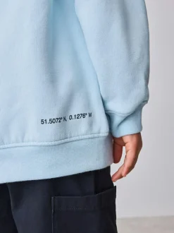 Baker by Ted Baker Oversized Embossed Hoodie Blue New