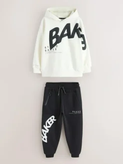 Baker by Ted Baker Oversized Graphic Hoodie and Joggers Set White