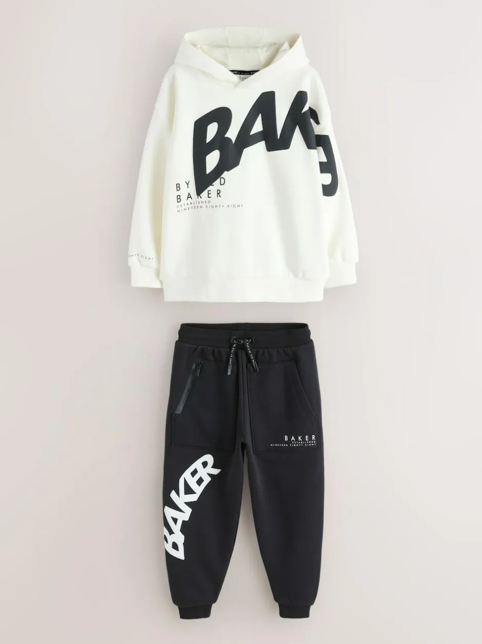 Baker by Ted Baker Oversized Graphic Hoodie and Joggers Set White