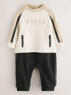 Baker by Ted Baker Panel Long Sleeve Romper Stone Outlet