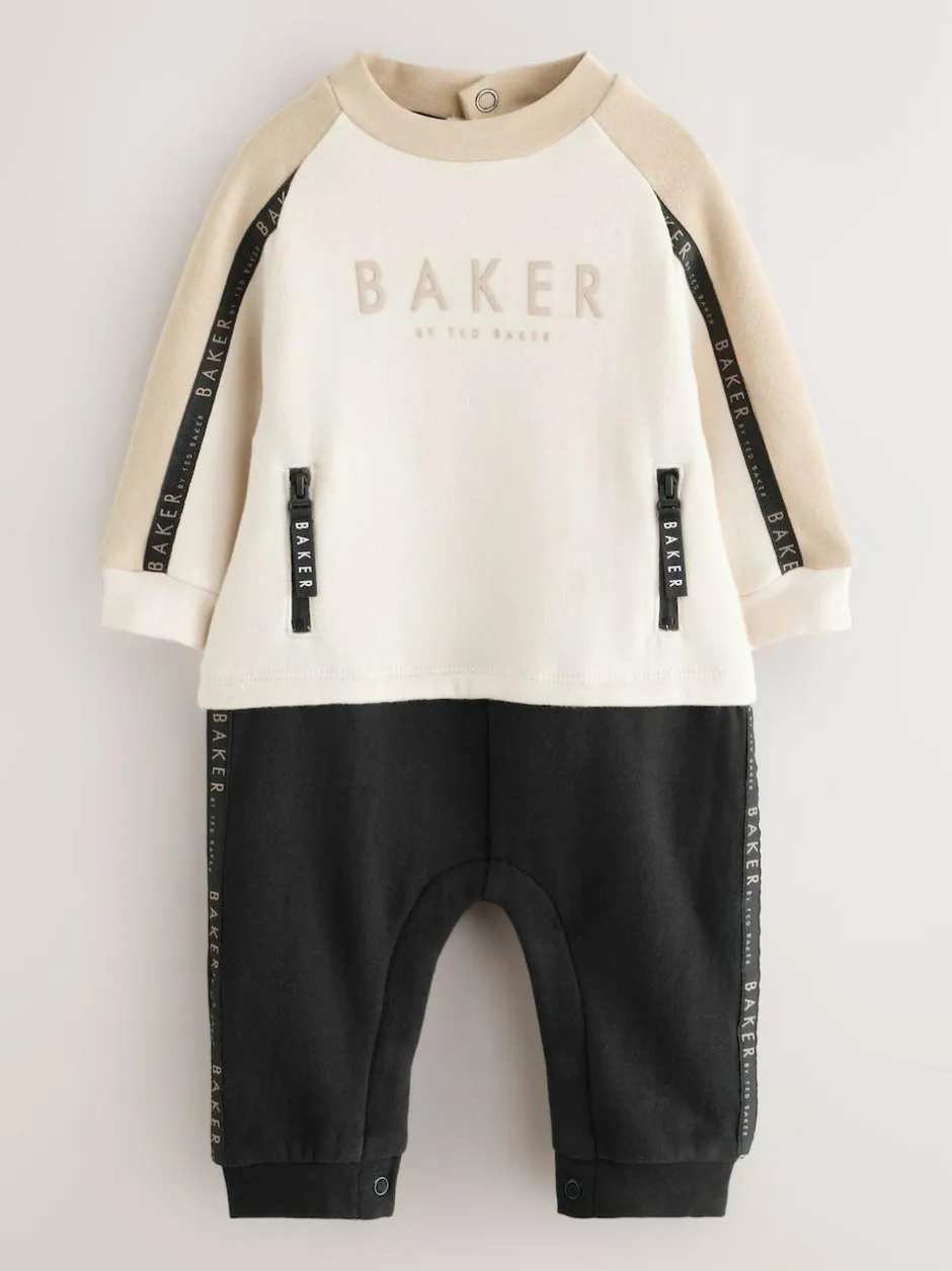 Baker by Ted Baker Panel Long Sleeve Romper Stone Outlet