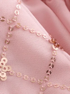 Baker by Ted Baker Pink 2 Piece Sequin Mesh Top & Ruffle Tier Skirt Set Outlet