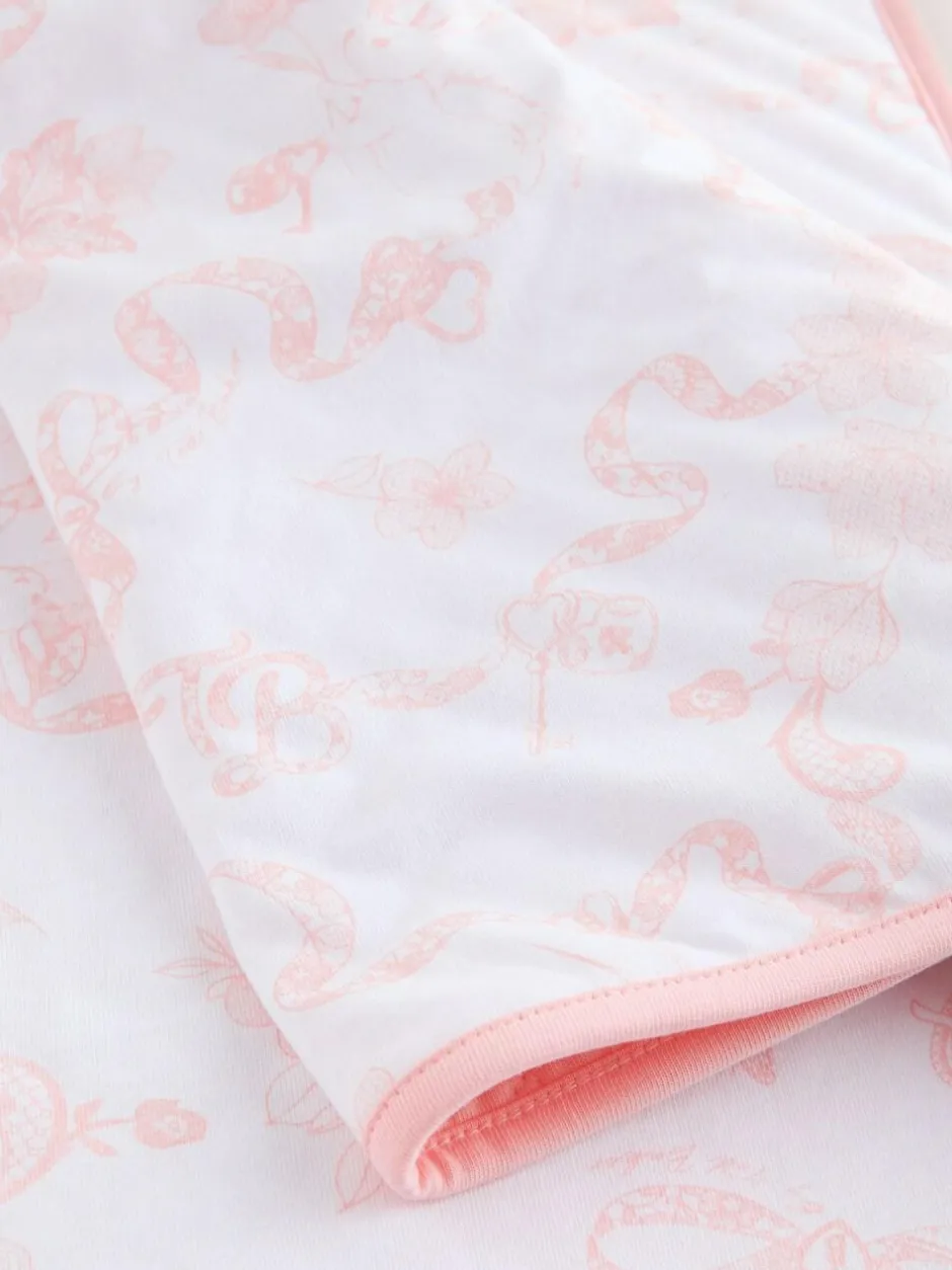 Baker by Ted Baker Pink All-Over Bunny and Bow Print Blanket Clearance