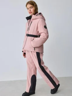 Baker by Ted Baker Pink Waterproof Logo-Tape Padded Ski Salopettes Trousers Outlet