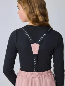 Baker by Ted Baker Pink Waterproof Logo-Tape Padded Ski Salopettes Trousers Outlet