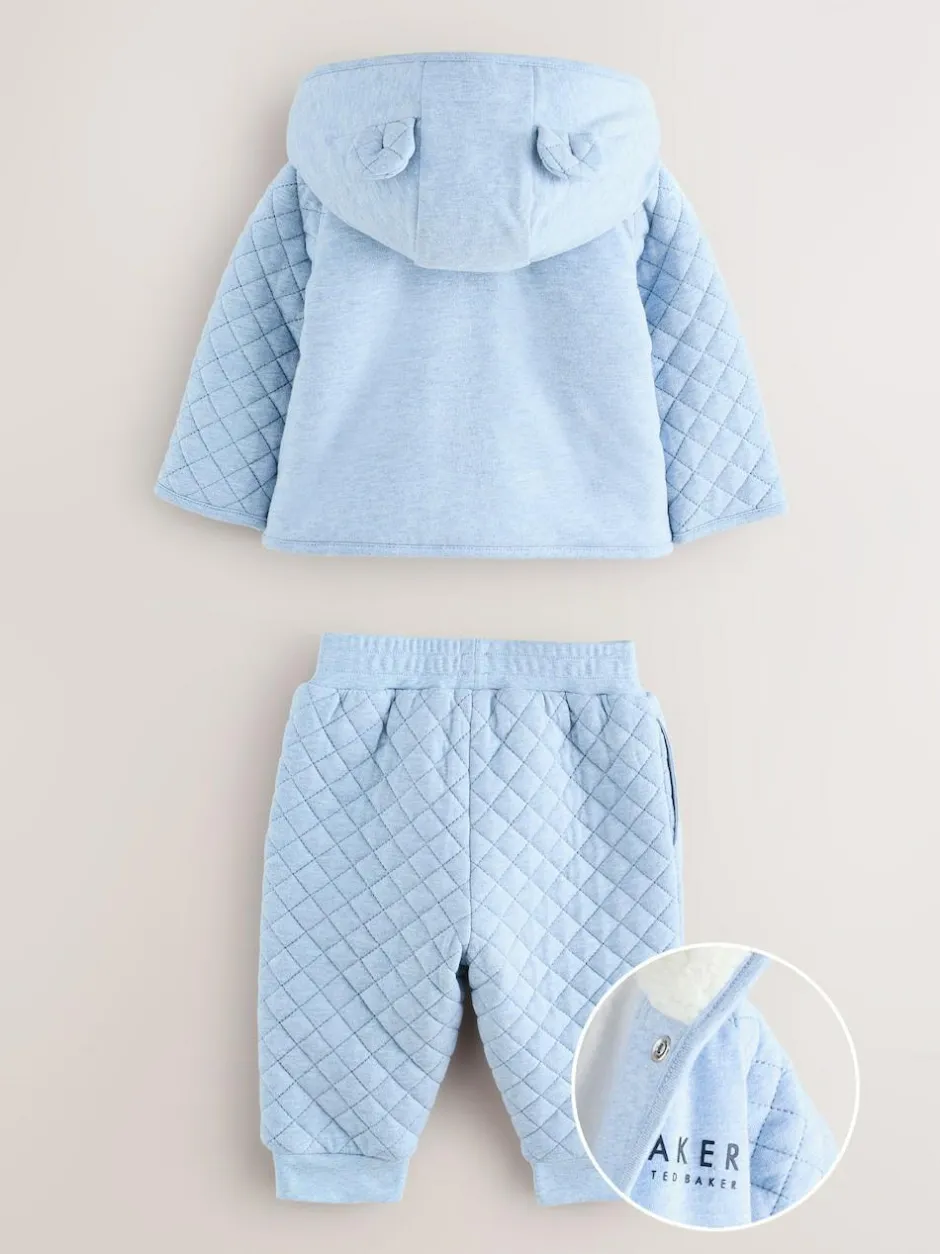 Baker by Ted Baker Quilted Jacket T-Shirt and Trousers 3 Piece Set Blue Sale