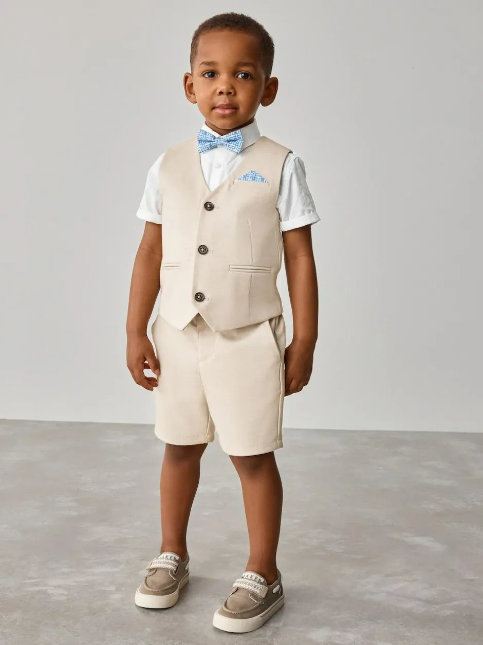 Baker by Ted Baker Shirt Waistcoat and Shorts Set Stone Clearance