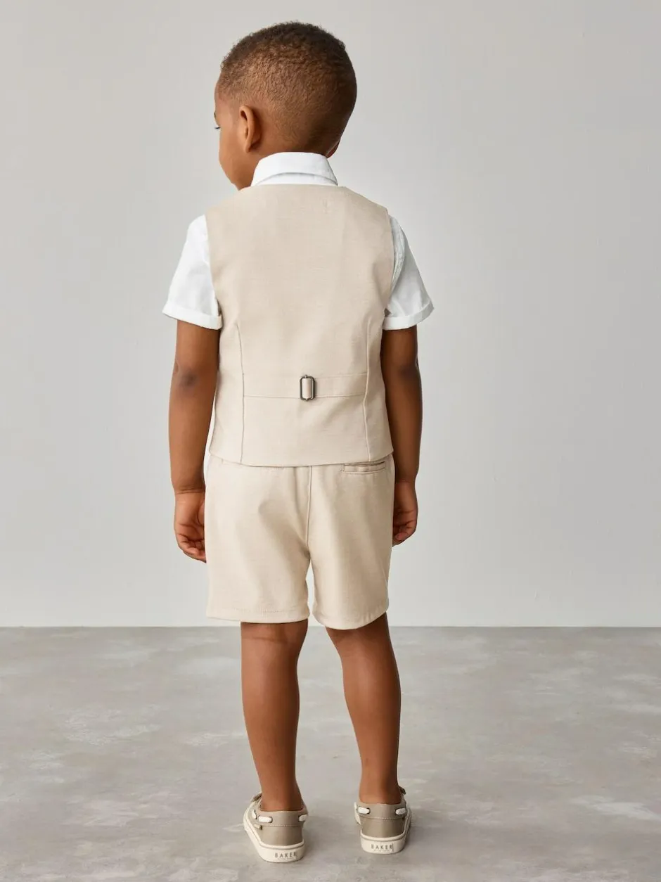 Baker by Ted Baker Shirt Waistcoat and Shorts Set Stone Clearance