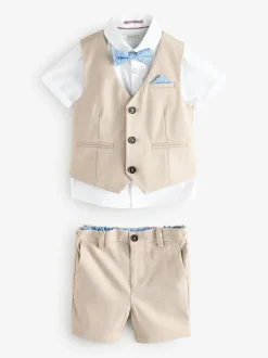 Baker by Ted Baker Shirt Waistcoat and Shorts Set Stone Clearance