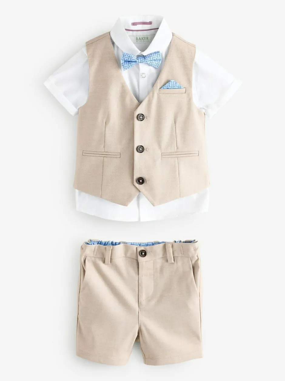 Baker by Ted Baker Shirt Waistcoat and Shorts Set Stone Clearance
