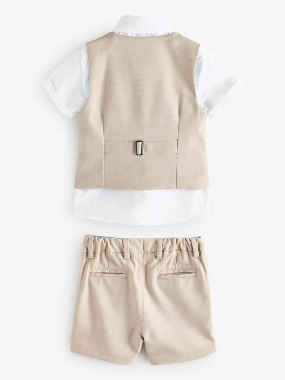 Baker by Ted Baker Shirt Waistcoat and Shorts Set Stone Clearance