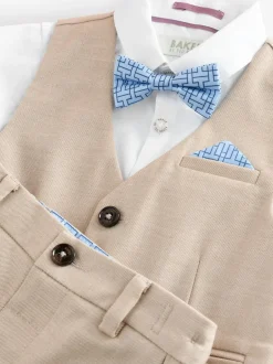 Baker by Ted Baker Shirt Waistcoat and Shorts Set Stone Clearance