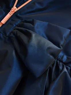 Baker by Ted Baker Shower Resistant Bow Frill Raincoat Navy New