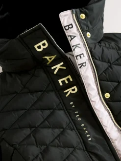 Baker by Ted Baker Shower Resistant Midweight Belted Padded Coat Black Hot